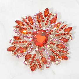 Pearl Pointed Rhinestone Paved Flower Pin Brooch