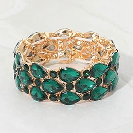 Teardrop Stone Accented Stretch Evening Bracelet