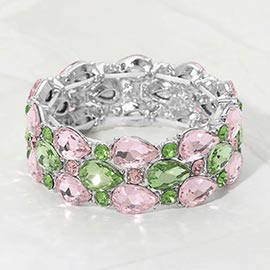 Teardrop Stone Accented Stretch Evening Bracelet