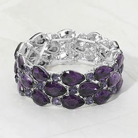 Teardrop Stone Accented Stretch Evening Bracelet