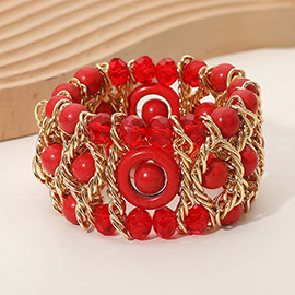 Bold Multi Strand Beaded Stretch Bracelet