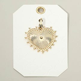 Textured Metal Sunburst Heart Pendant