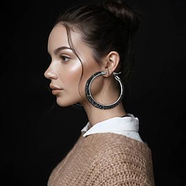 Bold Bling Studded Hoop Statement Earrings