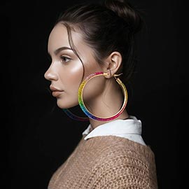 Oversized Bling Studded Hoop Statement Earrings