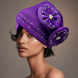 Pearl Rhinestone Cluster Embellished Floral Turban Hair Wrap