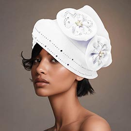 Pearl Rhinestone Cluster Embellished Floral Turban Hair Wrap