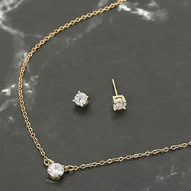 Gold Dipped CZ Solitaire Pendant Necklace