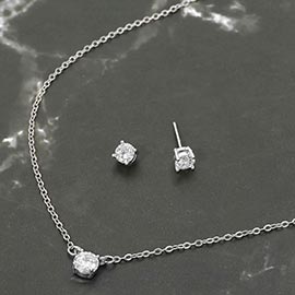 Gold Dipped CZ Solitaire Pendant Necklace