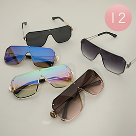 12Pairs - Oversized Shield Fashion Sunglasses