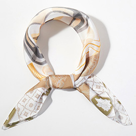 Orange Mosaic Print Square Bandana Scarf