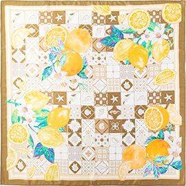 Citrus Mosaic Print Square Bandana Scarf