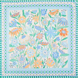 Retro Floral Print Square Bandana Scarf