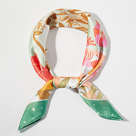 Seaside Feast Print Square Bandana Scarf