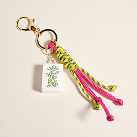 Dragon Mahjong Tile Knot Strap Drop Keychain Bag Charm