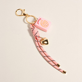 Mahjong Tile Heart Charm Knot Strap Drop Keychain Bag Charm