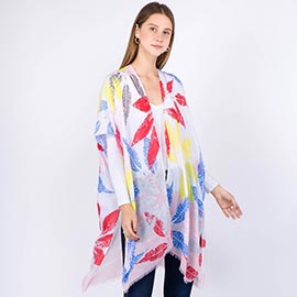 Lightweight Floral Print Kimono Poncho