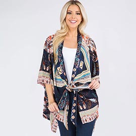 Boho Paisley Patchwork Pattern Kimono Wrap Poncho