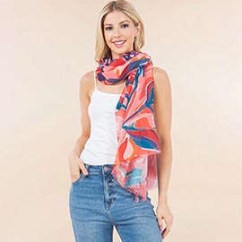 Abstract Floral Pattern Print Lightweight Wrap Scarf