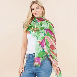 Abstract Floral Pattern Print Lightweight Wrap Scarf
