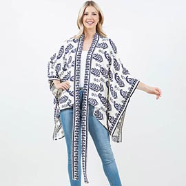 Geometric Pattern Kimono Wrap Poncho
