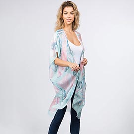 Abstract Pattern Sheer Kimono Wrap Poncho