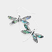 Abalone Metal Dragonfly Dangle Earrings