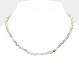 Semi Precious Stone Faceted Beaded Necklace