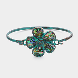 Abalone Flower Pointed Bangle Bracelet