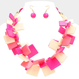 Abstract Resin Square Statement Necklace