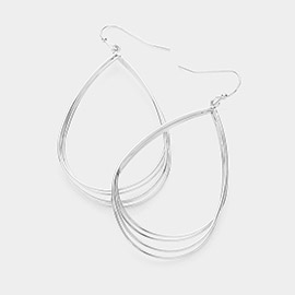 Metal Wire Layered Open Teardrop Dangle Earrings