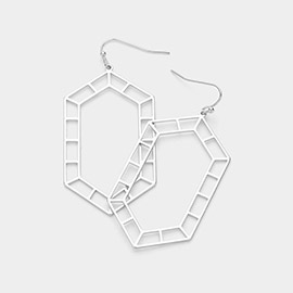 Geometric Hexagon Cutout Dangle Earrings