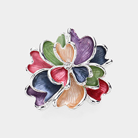 Colored Metal Flower Magnetic Brooch