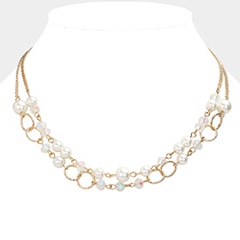 Pearl Faceted Beaded Double Layered Necklace