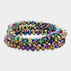 3PCS - Faceted Beaded Stretch Multi Layered Bracelets