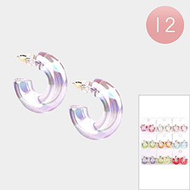 12Pairs - Resin Holographic Hoop Earrings