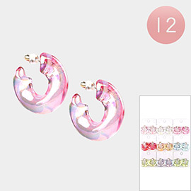 12Pairs - Resin Hoop Earrings
