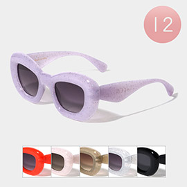 12PCS - Glittered Chunky Cat Eye Frame Wayfarer Sunglasses