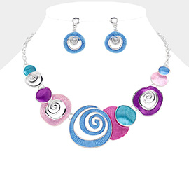 Colored Metal Spiral Bib Necklace