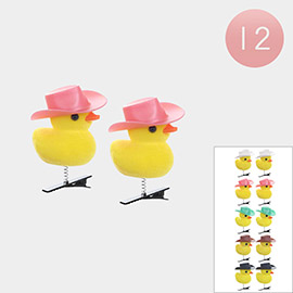 12PCS - Yellow Duck with Cowboy Hat Spring Alligator Snap Hair Clips